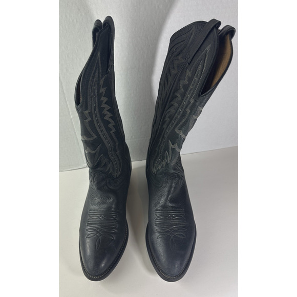 Nocona Men’s Black Leather Cowboy Boots Size 8 D Made in USA Western Boots - Picture 15 of 16